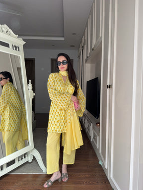 Yellow Block Suit Set