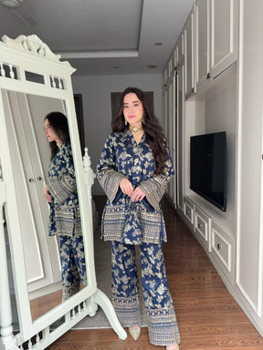 Deep Blue Banarasi Coord Set