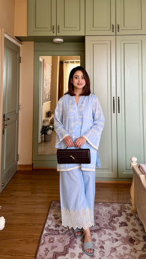 Pacific Blue Embroidered Kurta Set