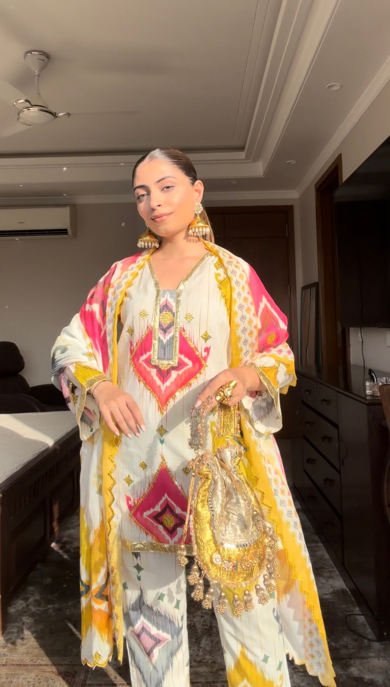 Classic Mirror Embroidered Suit Set