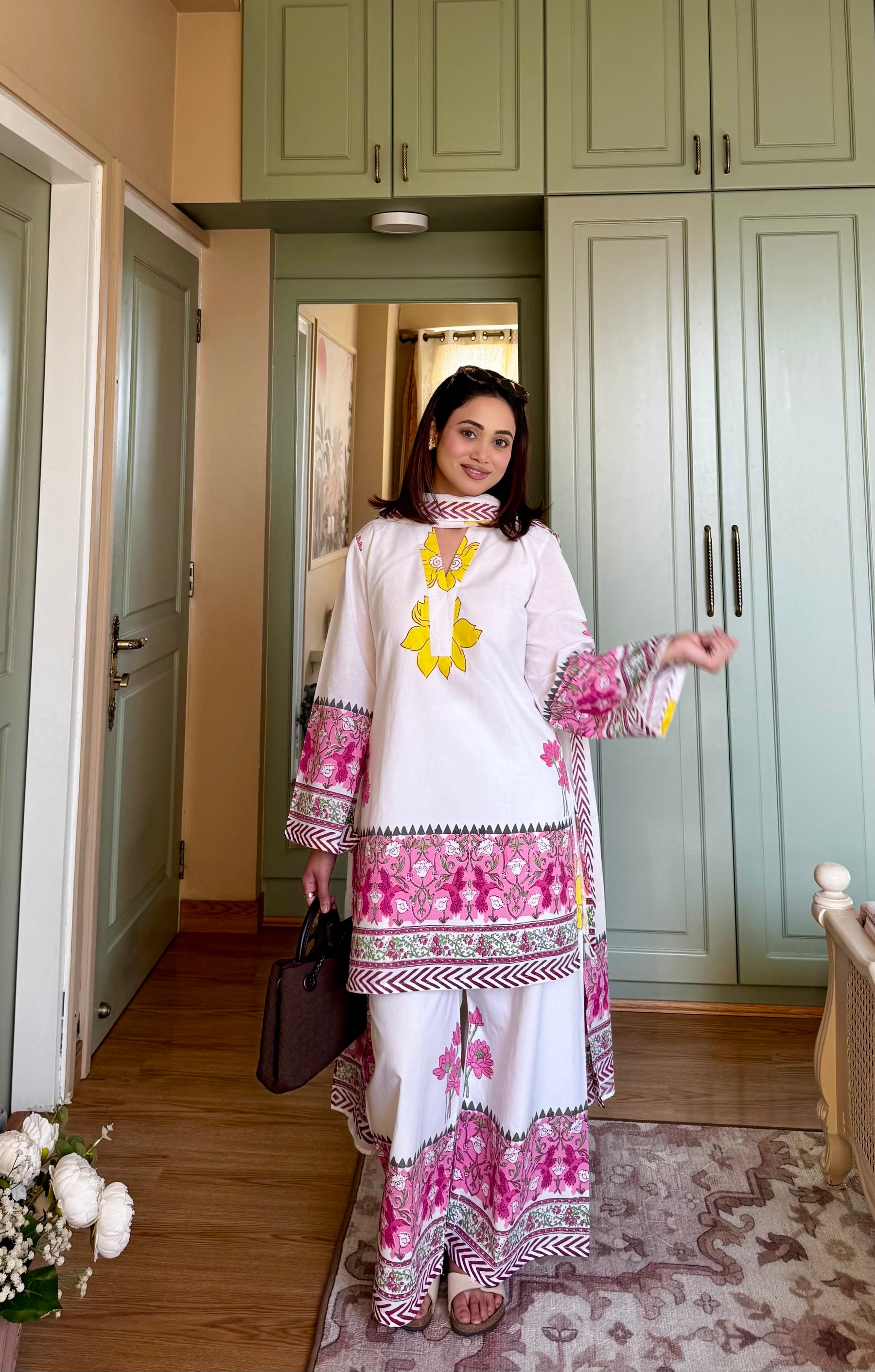 Pearl White Floral Suit Set