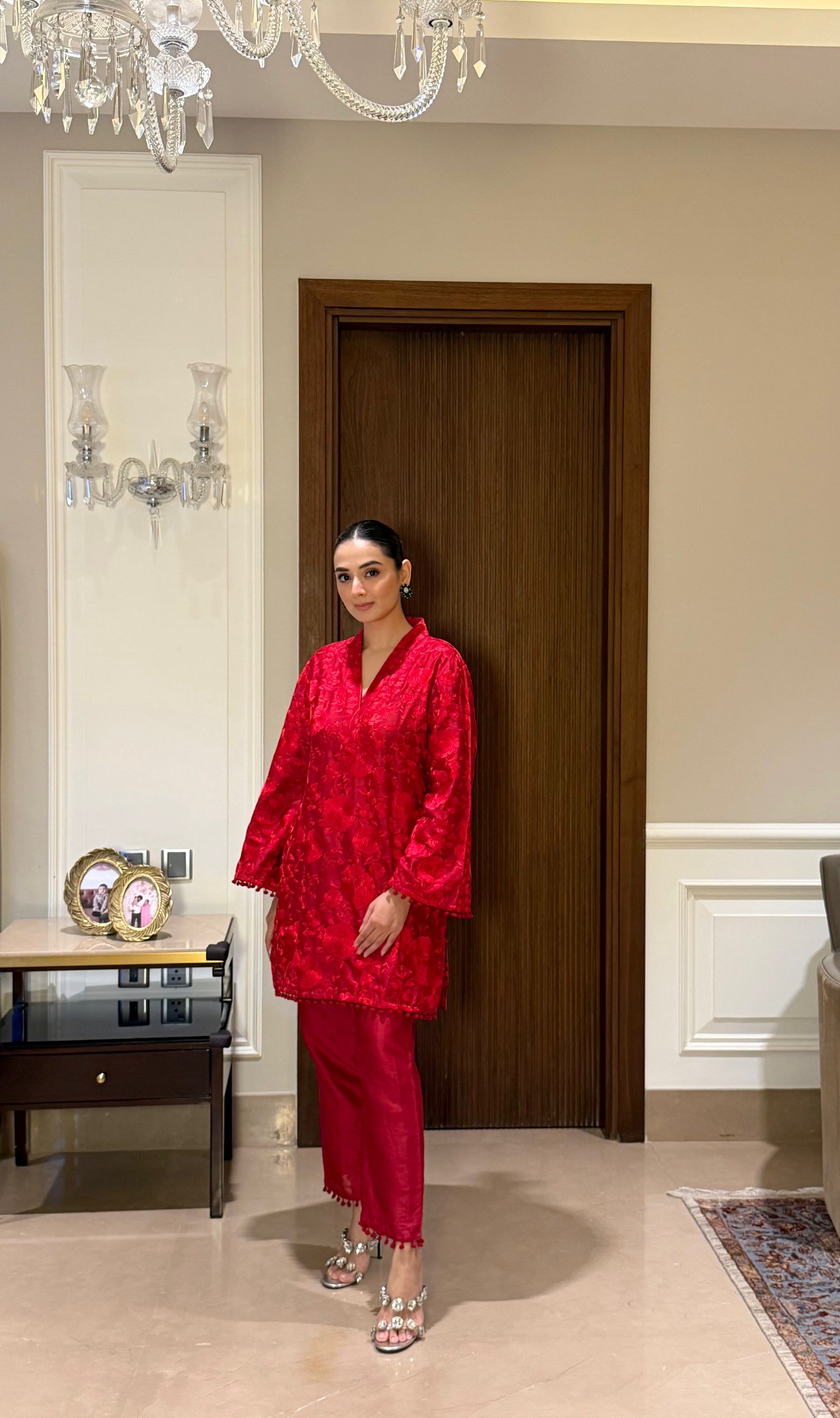 Red Embroidered Kurta set