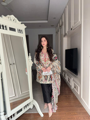 Classic Beige Mirrorwork Suit Set