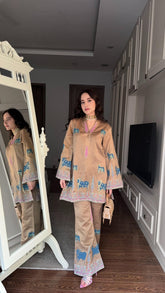 Caramel Brown Block Print Coord Set