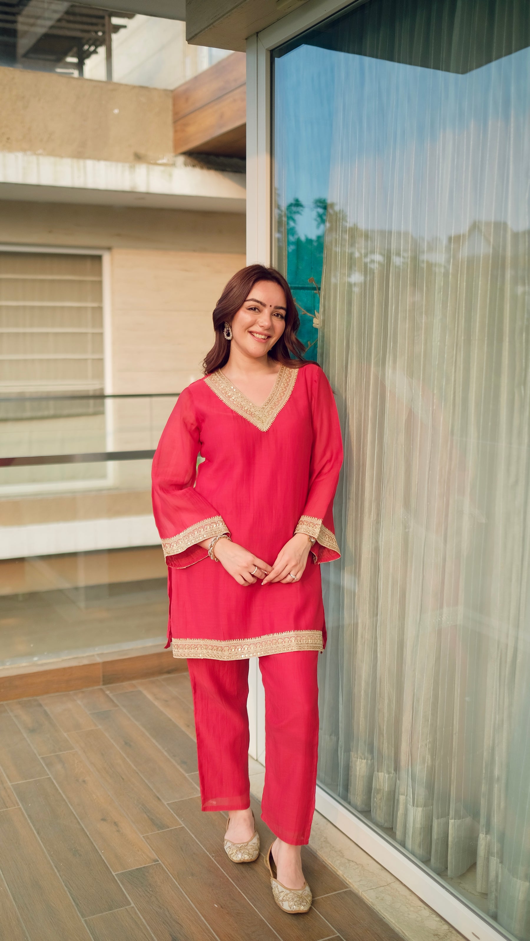 Ruby Red Kurta Pants Set