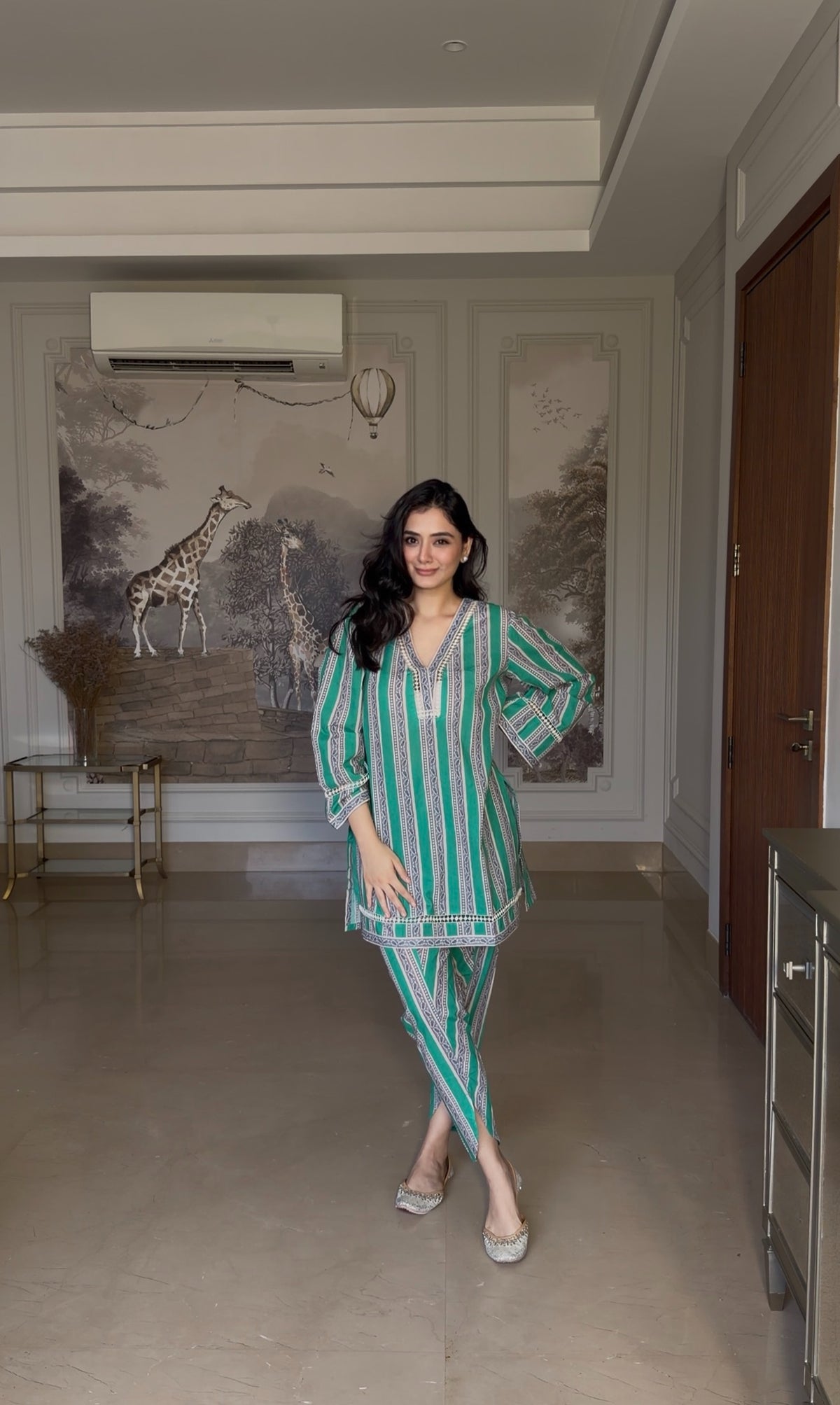 Soft Green Lace Kurta Set