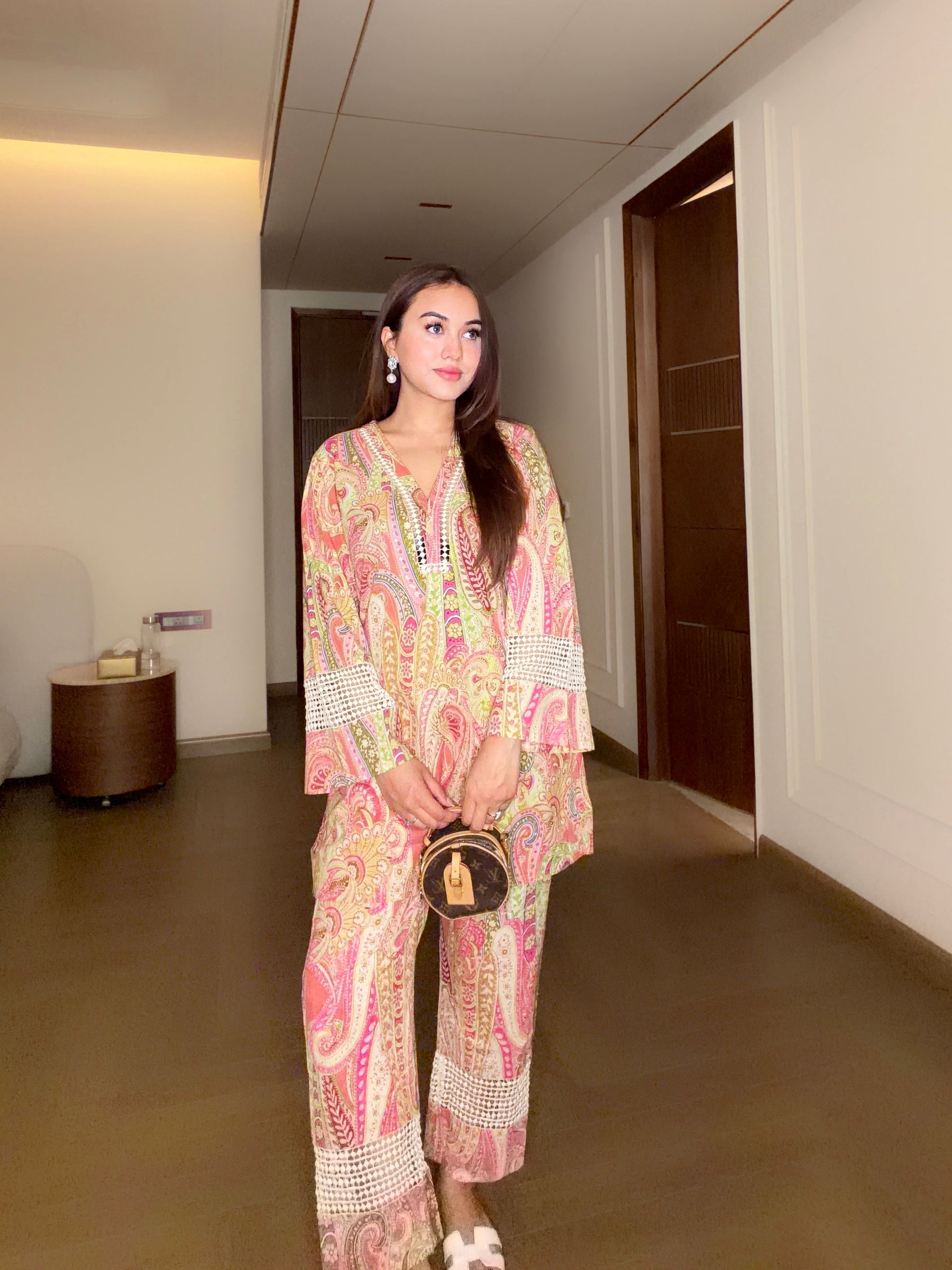 Pink Paisley Lace Coord Set