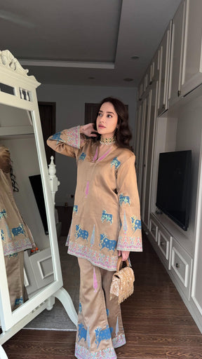 Caramel Brown Block Print Coord Set