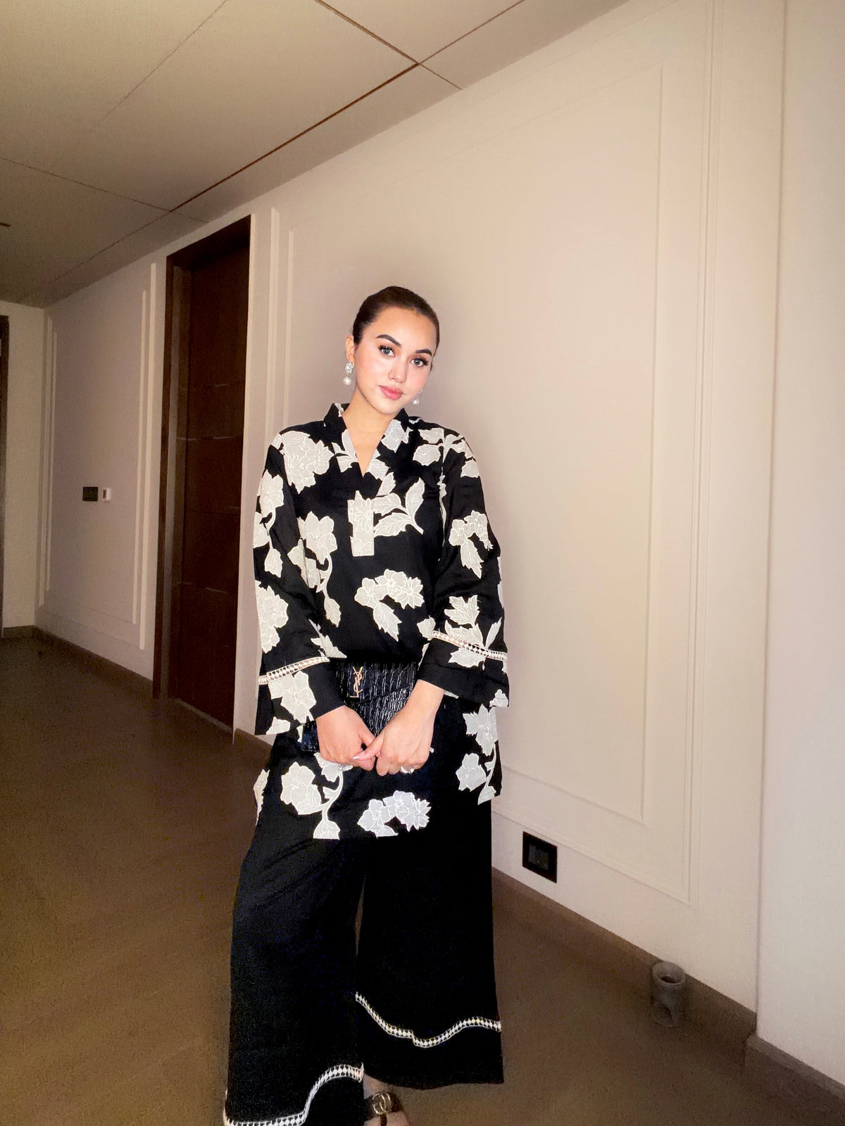 Black Cutwork Embroidery Cotton Coord Set