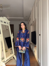 Marine Blue Embroidered Coord Set