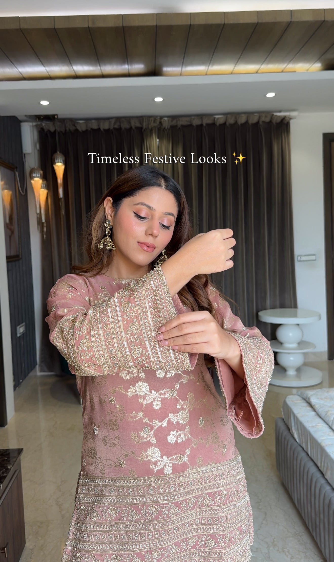 Peach Banarasi Beadwork Coord Set