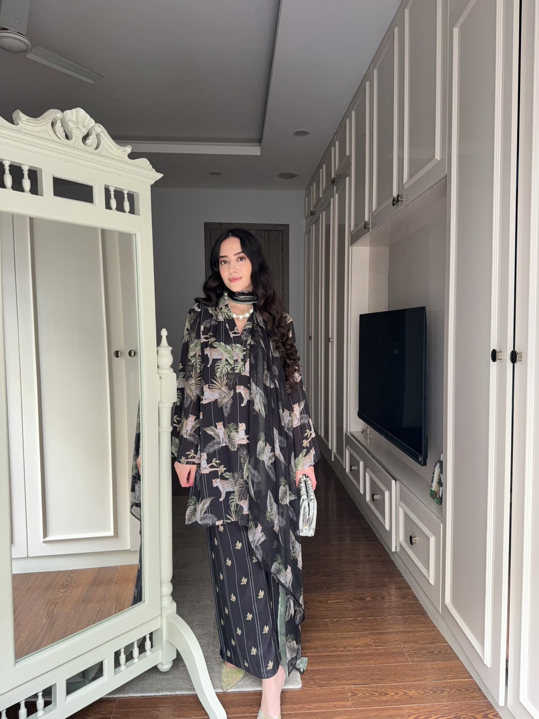 Black Printed Kurta Set