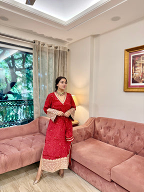 Red Kaftan Gota Patti Dress