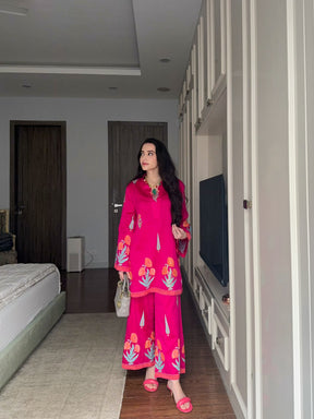 Pink Pop Block Print Chanderi Coord Set