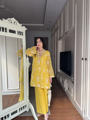 Classic Yellow Embroidered Coord Set