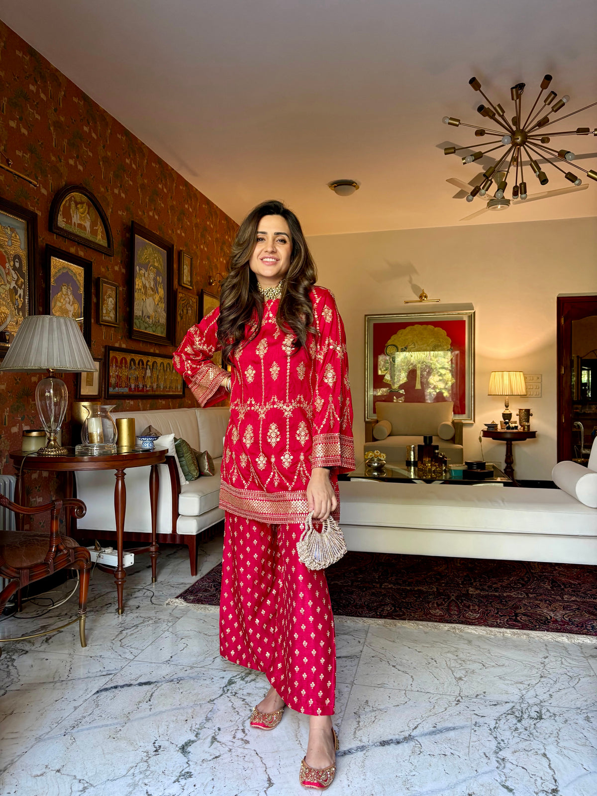 Red Goldwork Coord Set