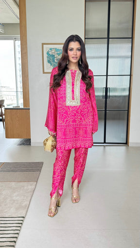Pink Bandhej Suit Set