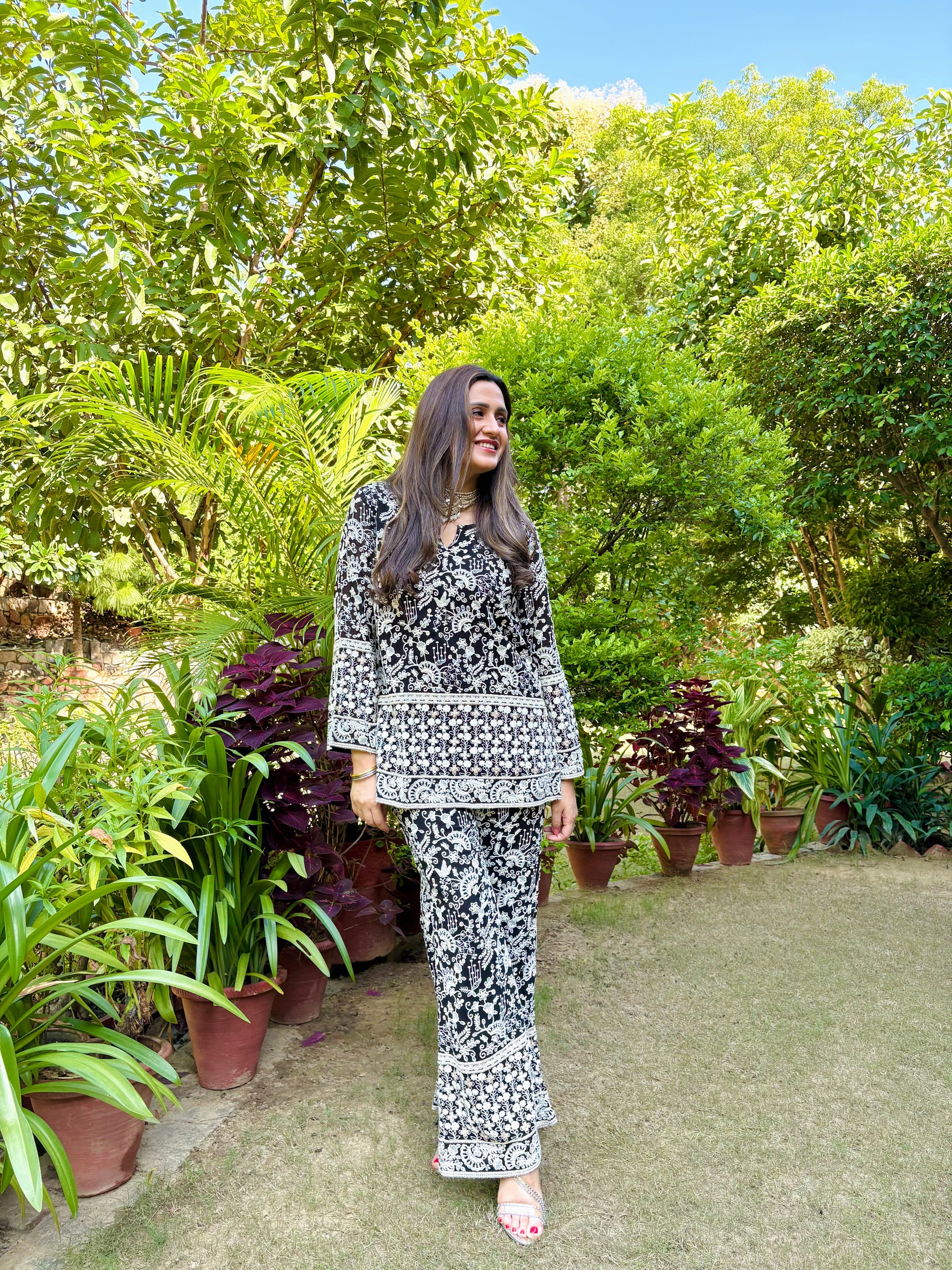 Black Embroidered Coord Set