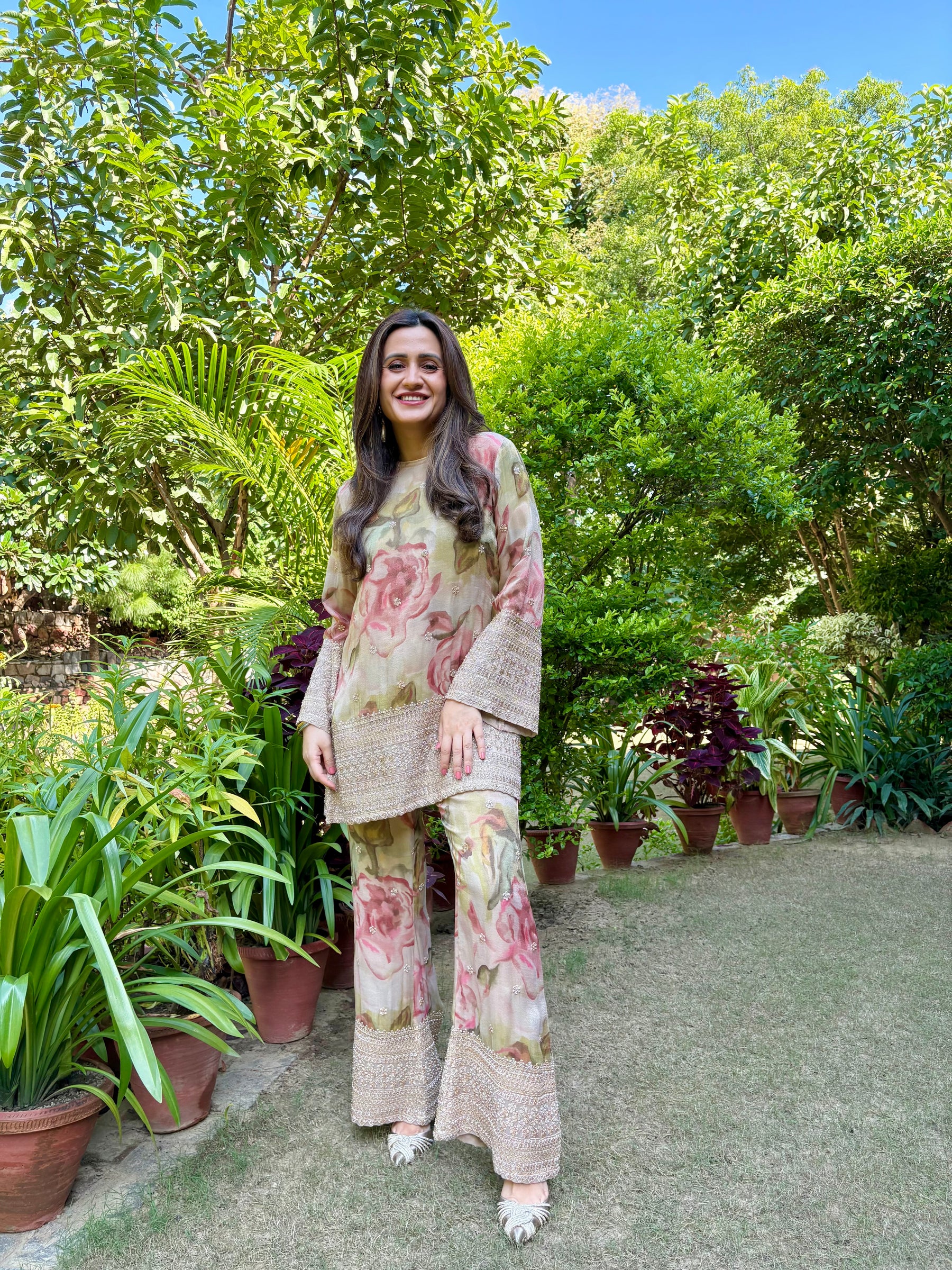 Floral Zari Beadwork Coord Set