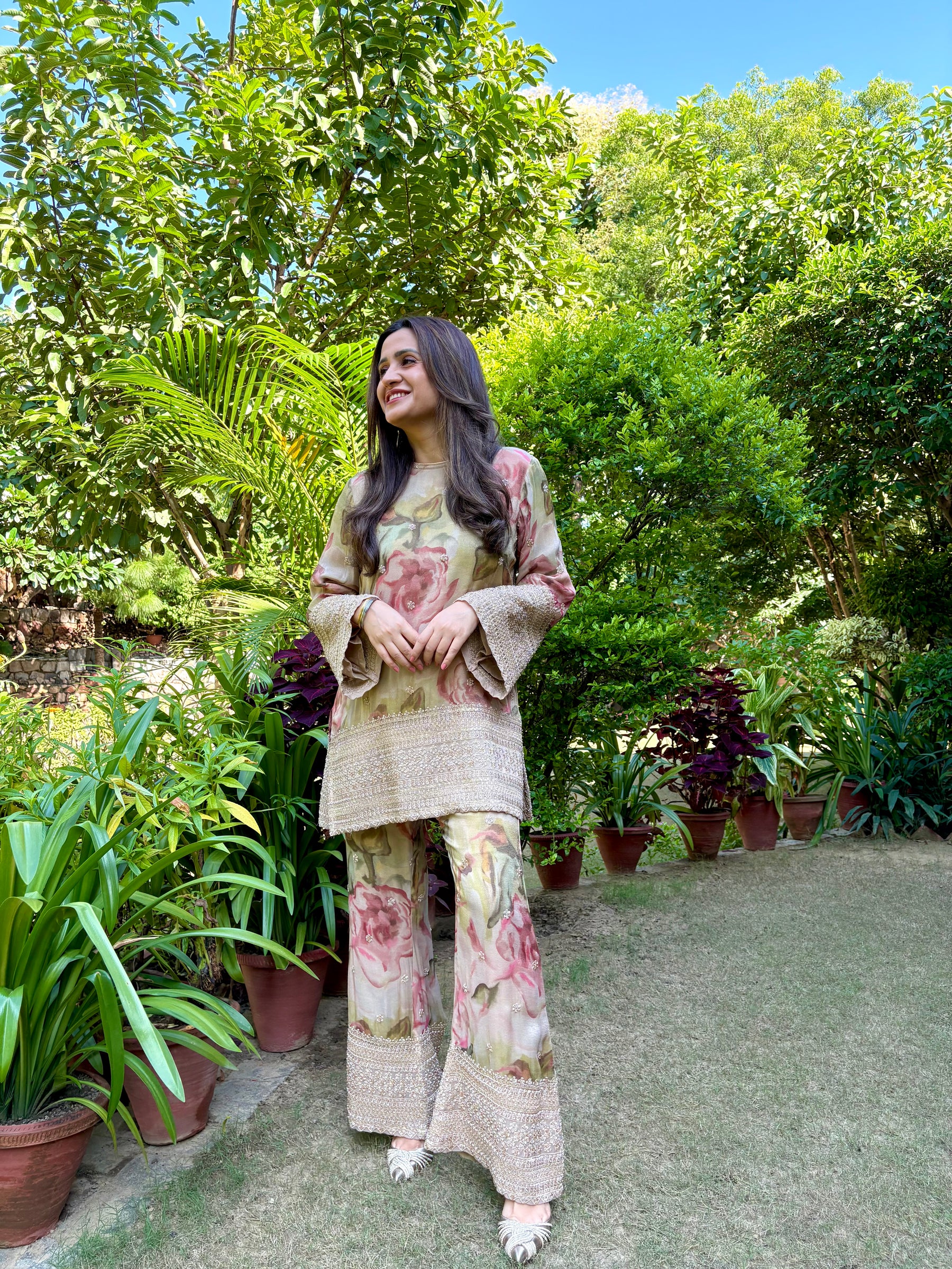 Floral Zari Beadwork Coord Set