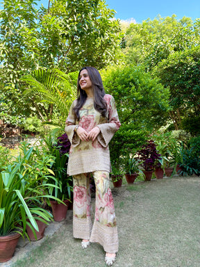 Floral Zari Beadwork Coord Set