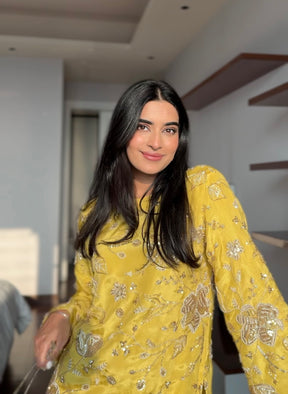 Yellow Beadwork Coord Set