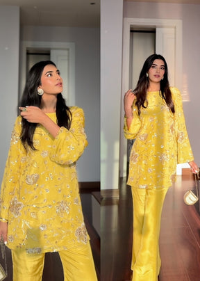 Yellow Beadwork Coord Set