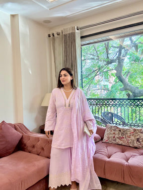 Lavender Embroidered Cotton Suit Set