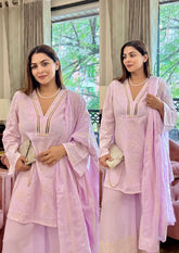 Lavender Embroidered Cotton Suit Set