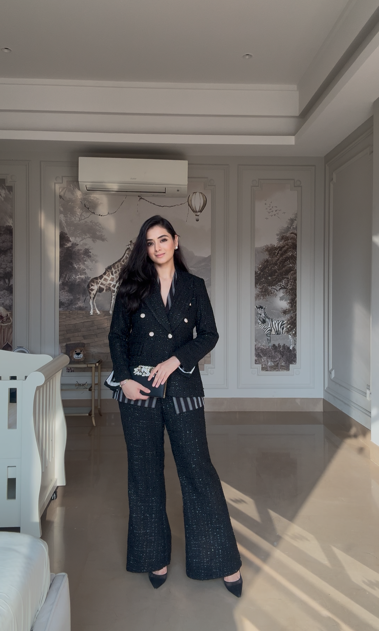 Black Tweed Blazer Set