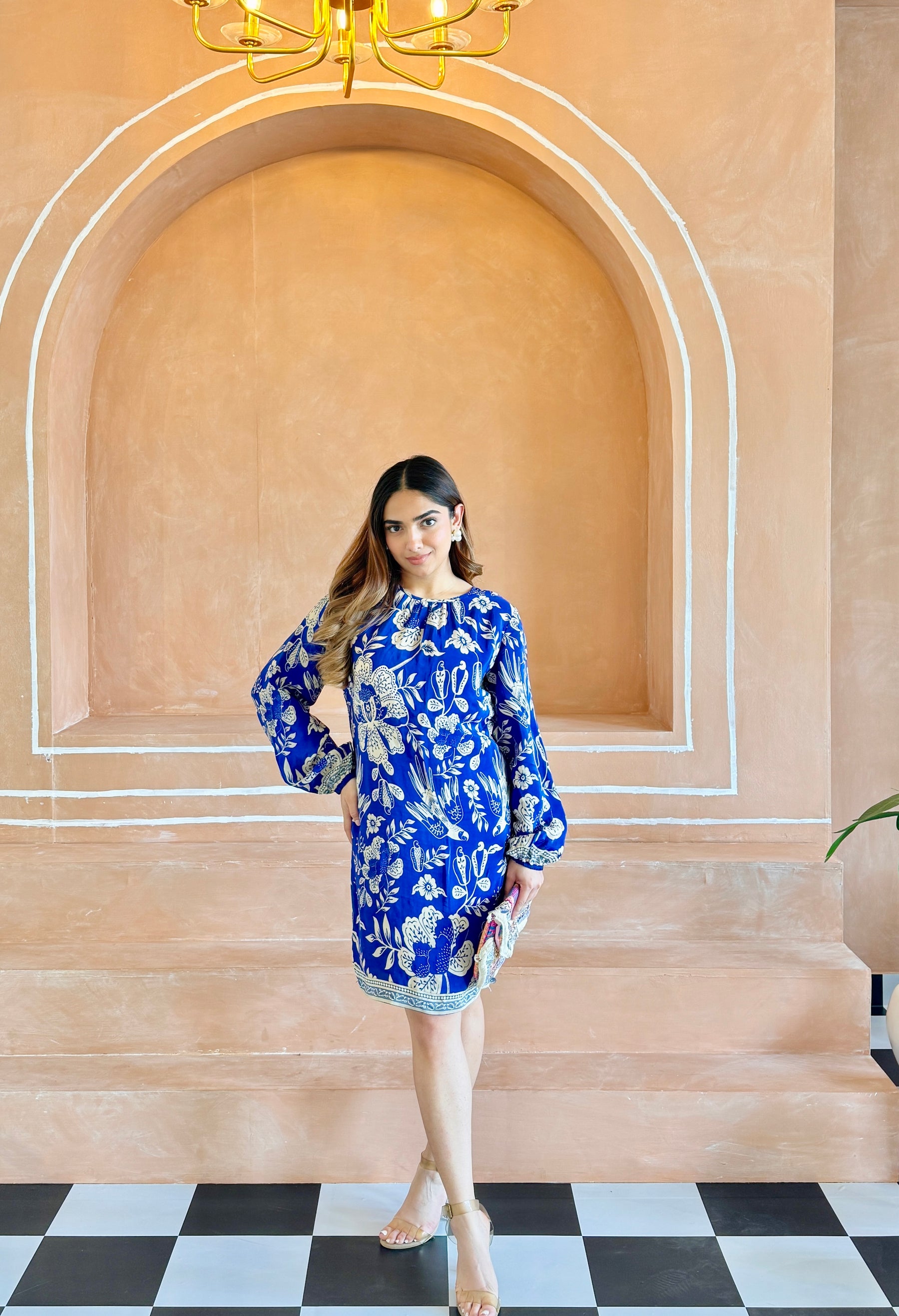 Blue Tropical Print Summer Dress Blue Tropical Print Summer Dress