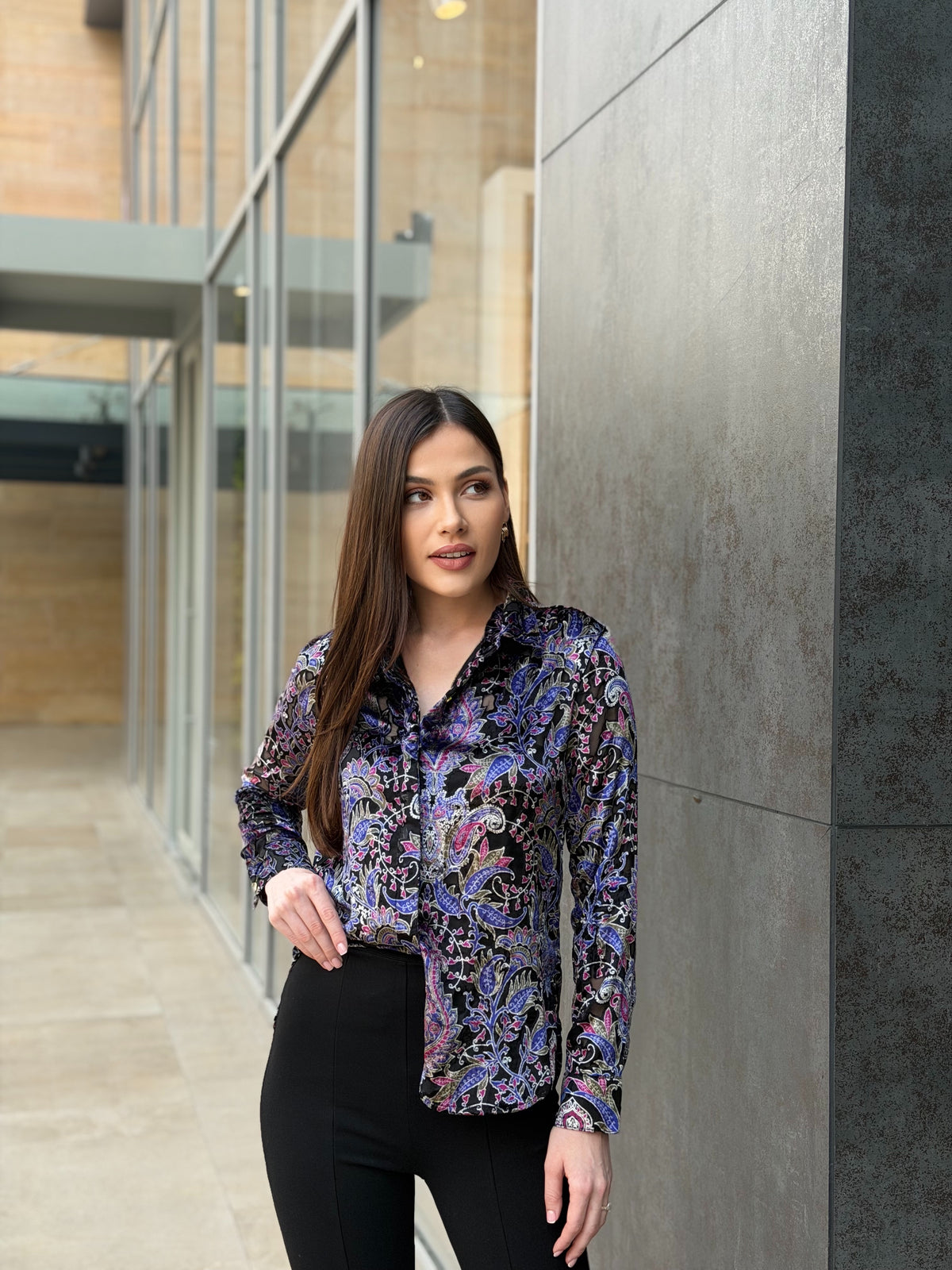 Paisley Print Velvet Shirt