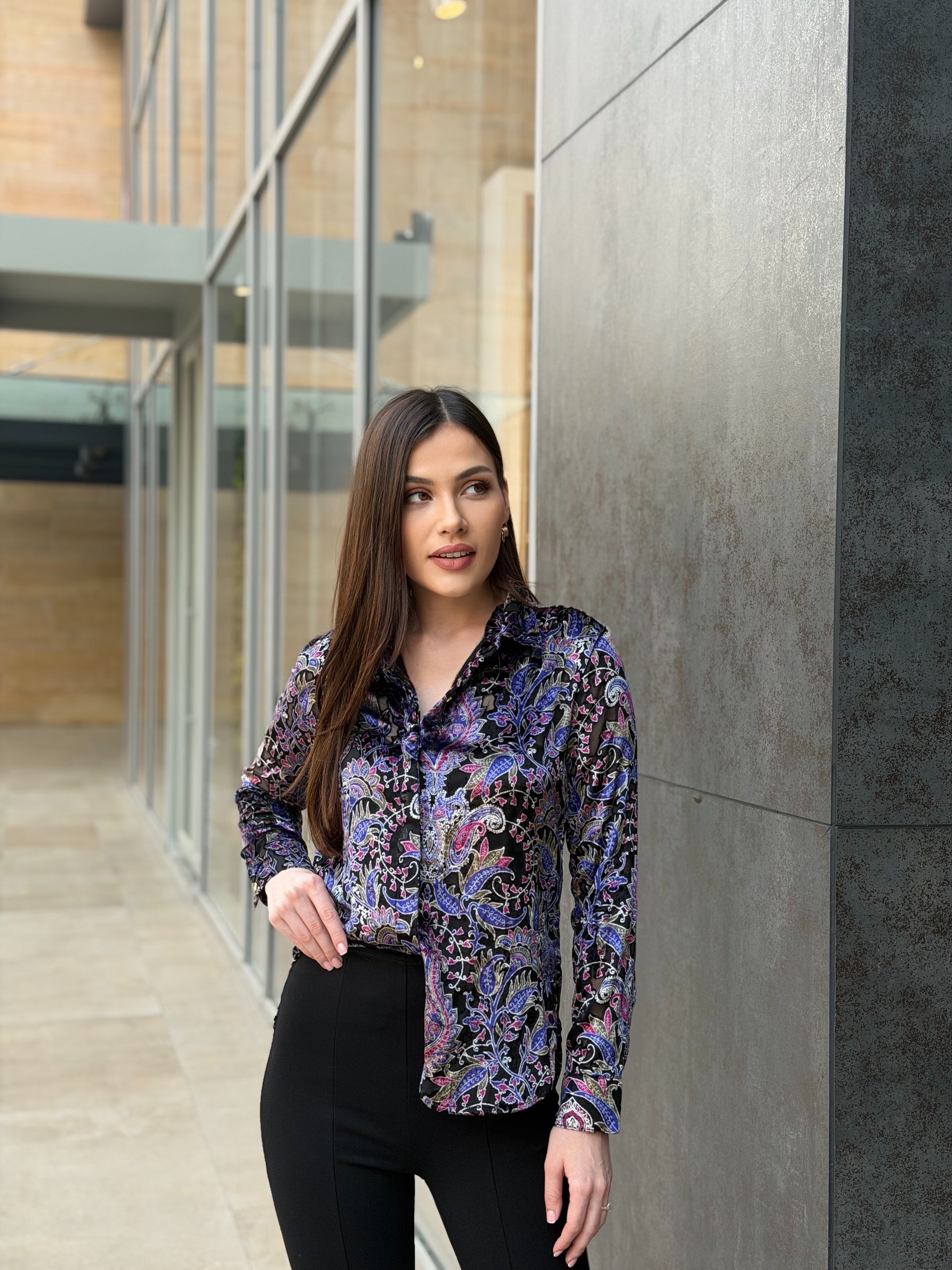 Paisley Print Velvet Shirt