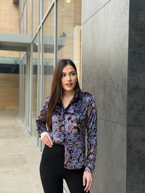 Paisley Print Velvet Shirt