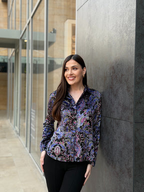 Paisley Print Velvet Shirt