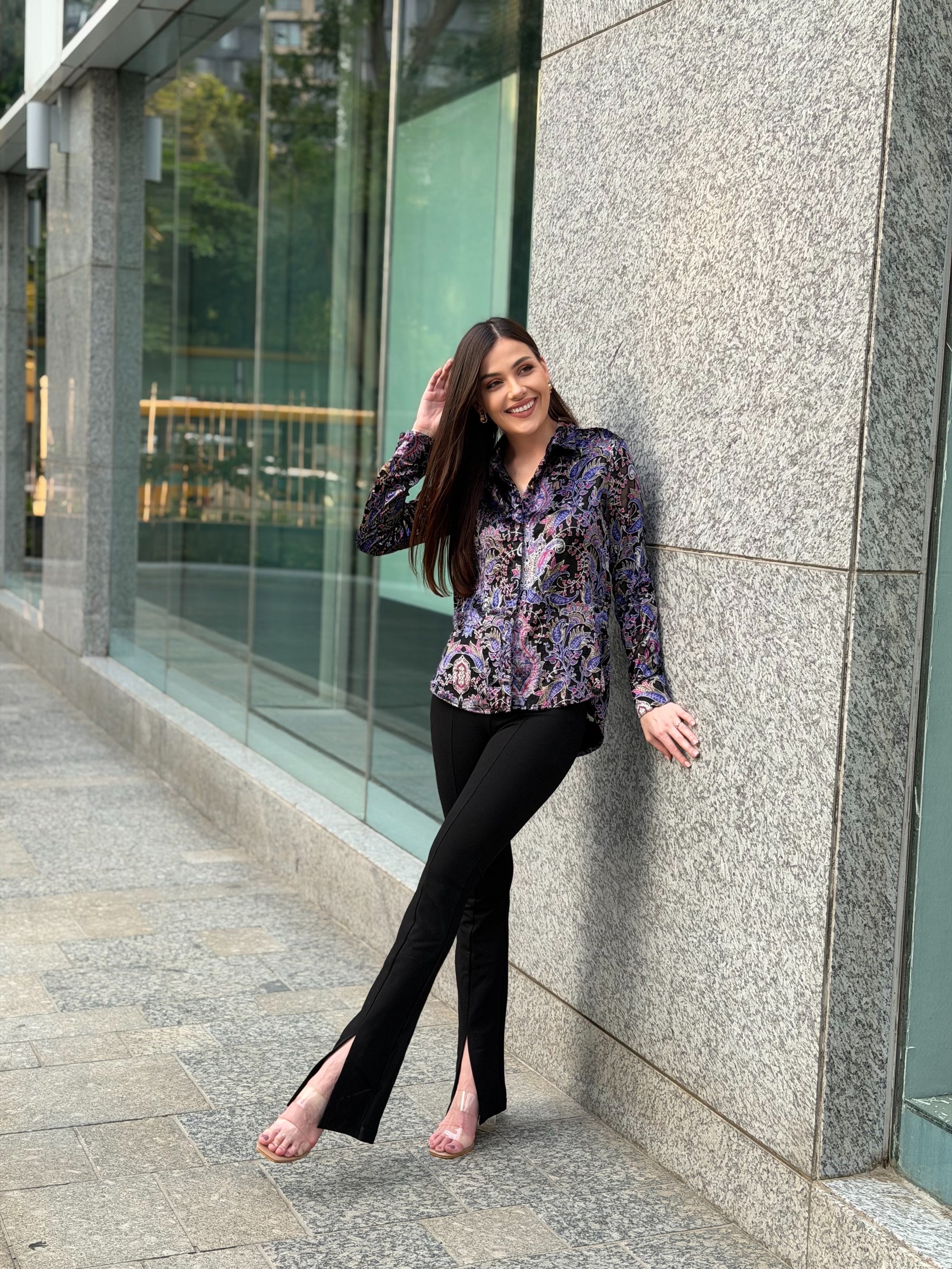 Paisley Print Velvet Shirt