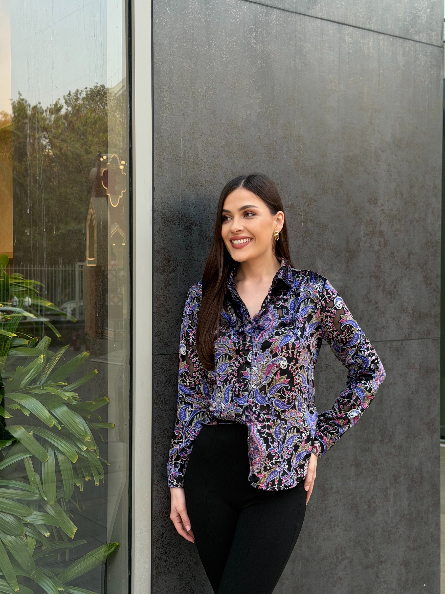 Paisley Print Velvet Shirt
