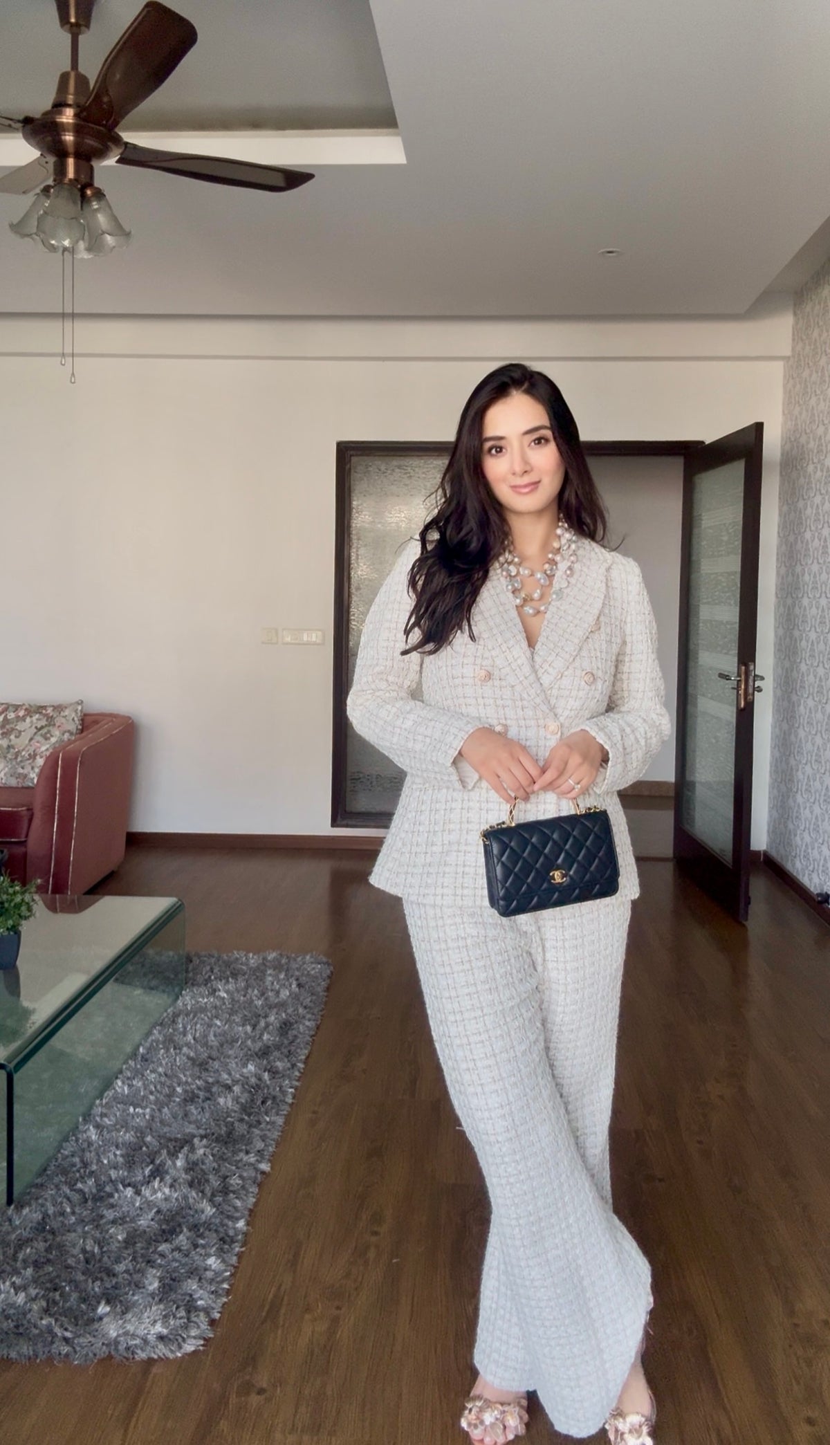 White Tweed Blazer Set