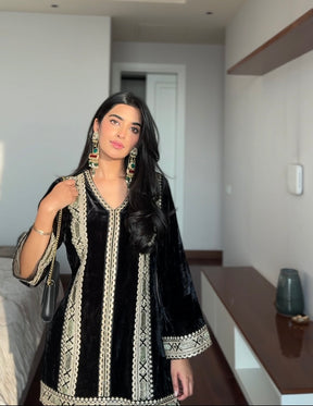 Black Lace Velvet Coord Set