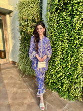 Blue Printed Cotton Kurta Pants Set
