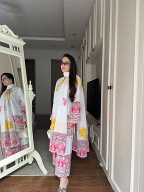 Pink Floral Block Suit Set