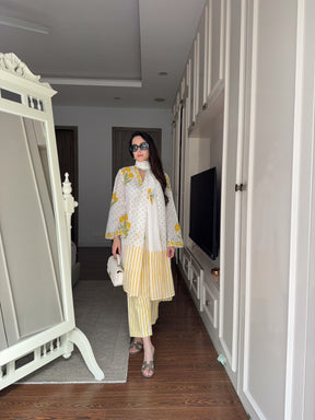 Floral Yellow Block Suit Set