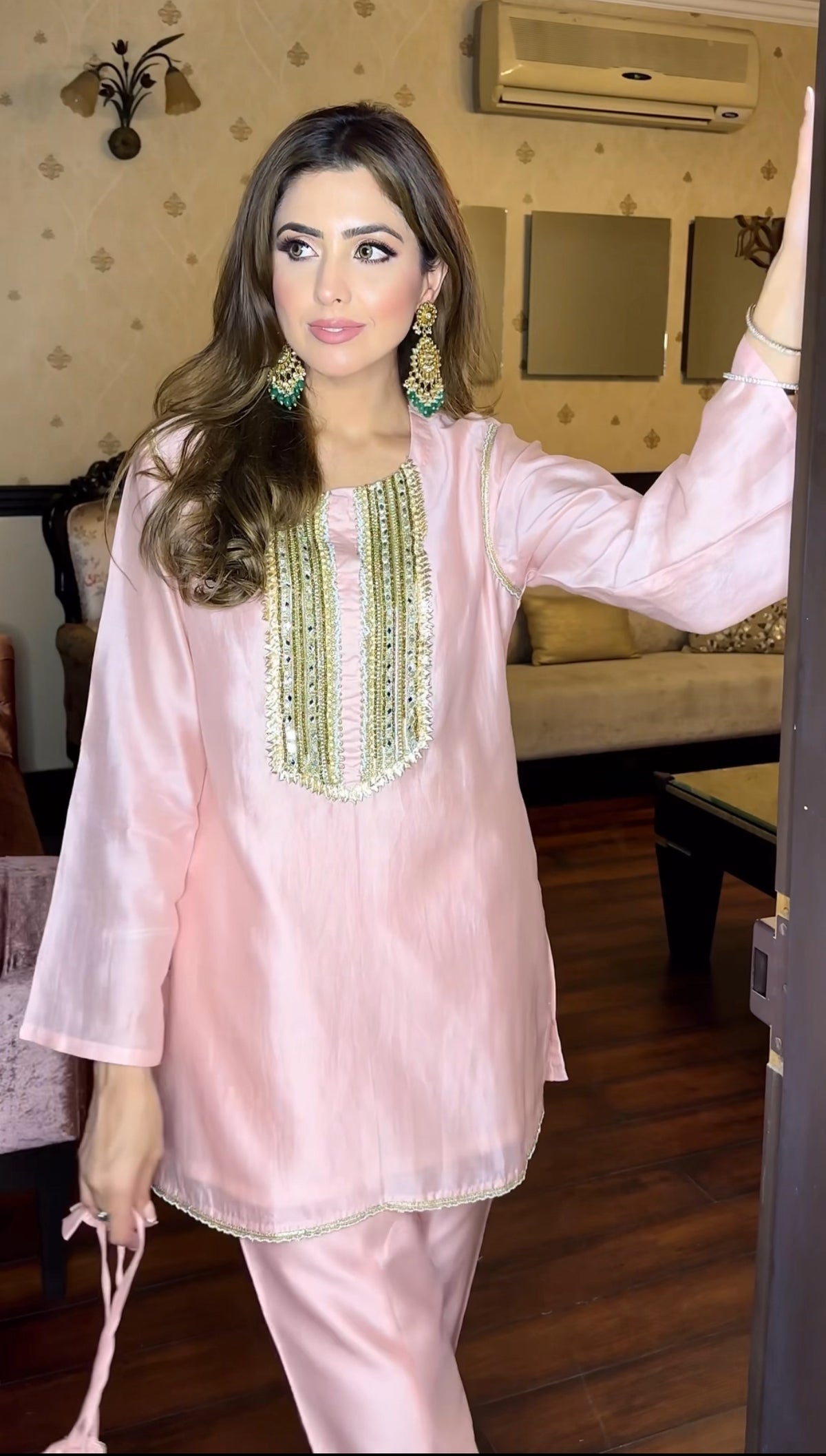 Soft Pink Kurta & Tulip Pants Coord Set