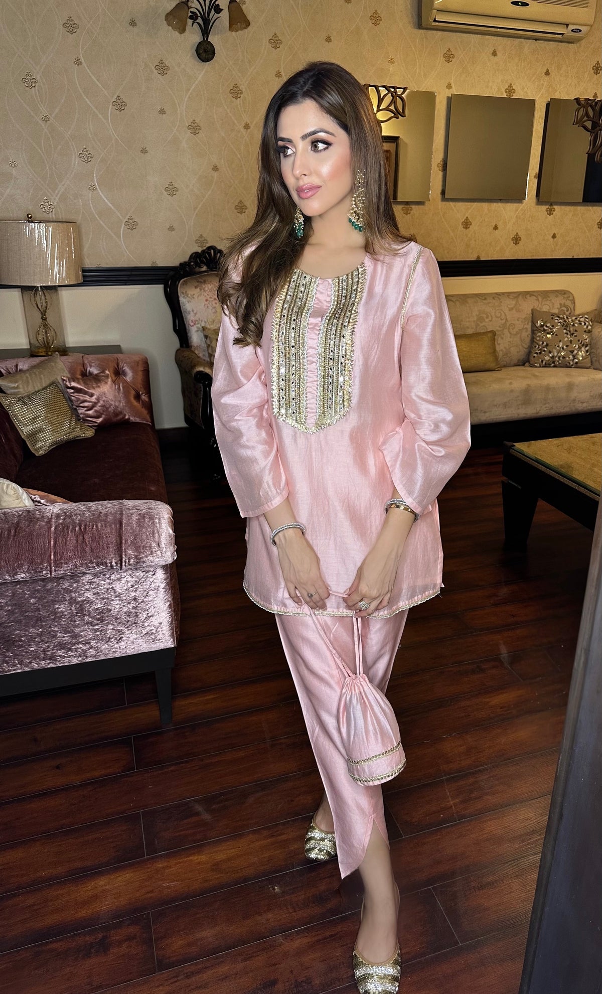 Soft Pink Kurta & Tulip Pants Coord Set