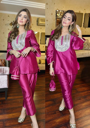 Hot Pink Kurta & Pants Coord Set