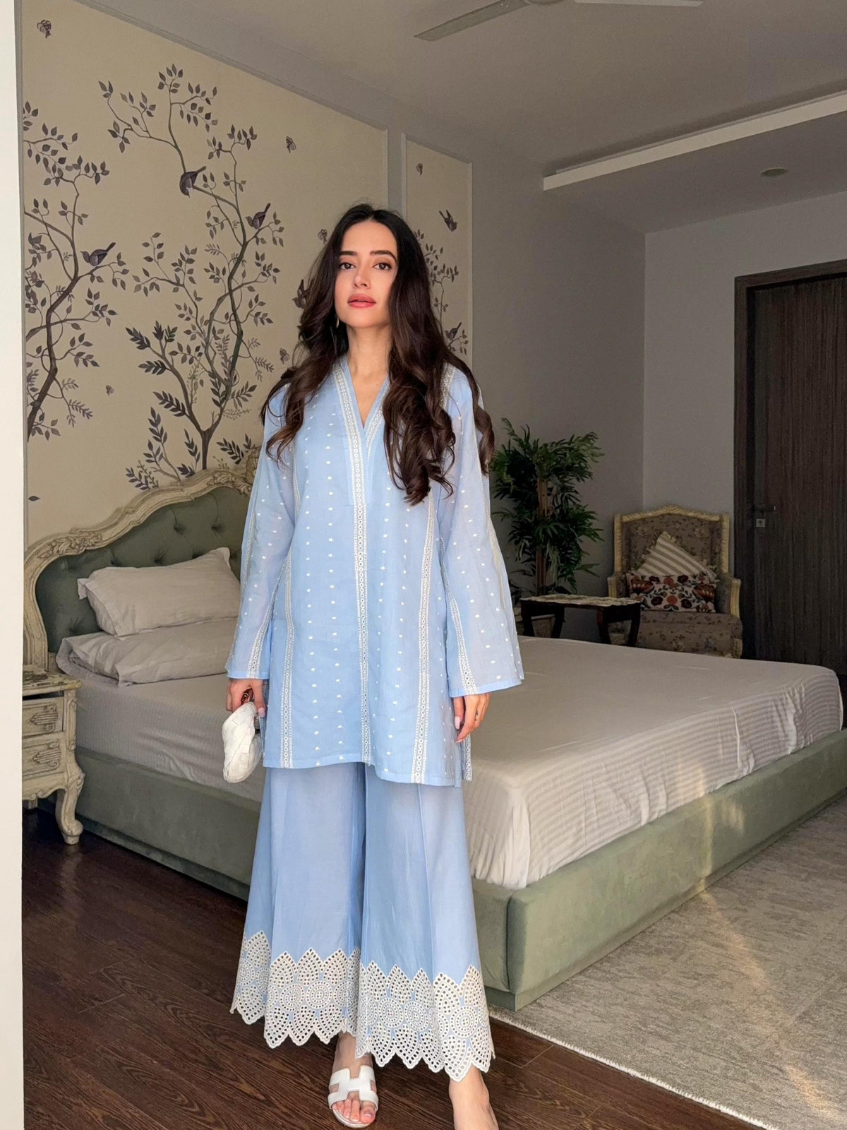 Summer Blue Cutwork Coord Set