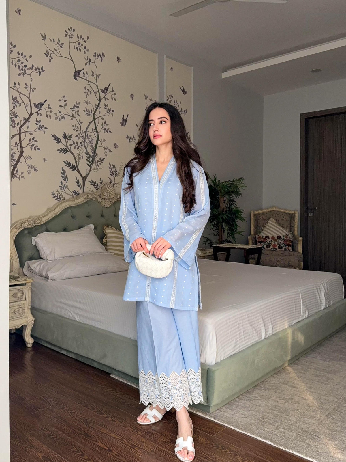 Summer Blue Cutwork Coord Set