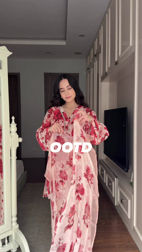Red Floral Suit Set