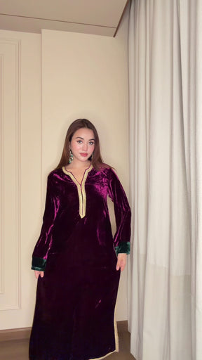 Burgundy Velvet Combination Suit Set