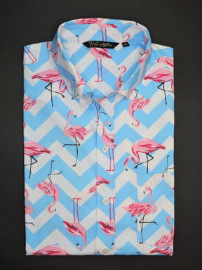 Flamingo Print Casual Men's Shirt